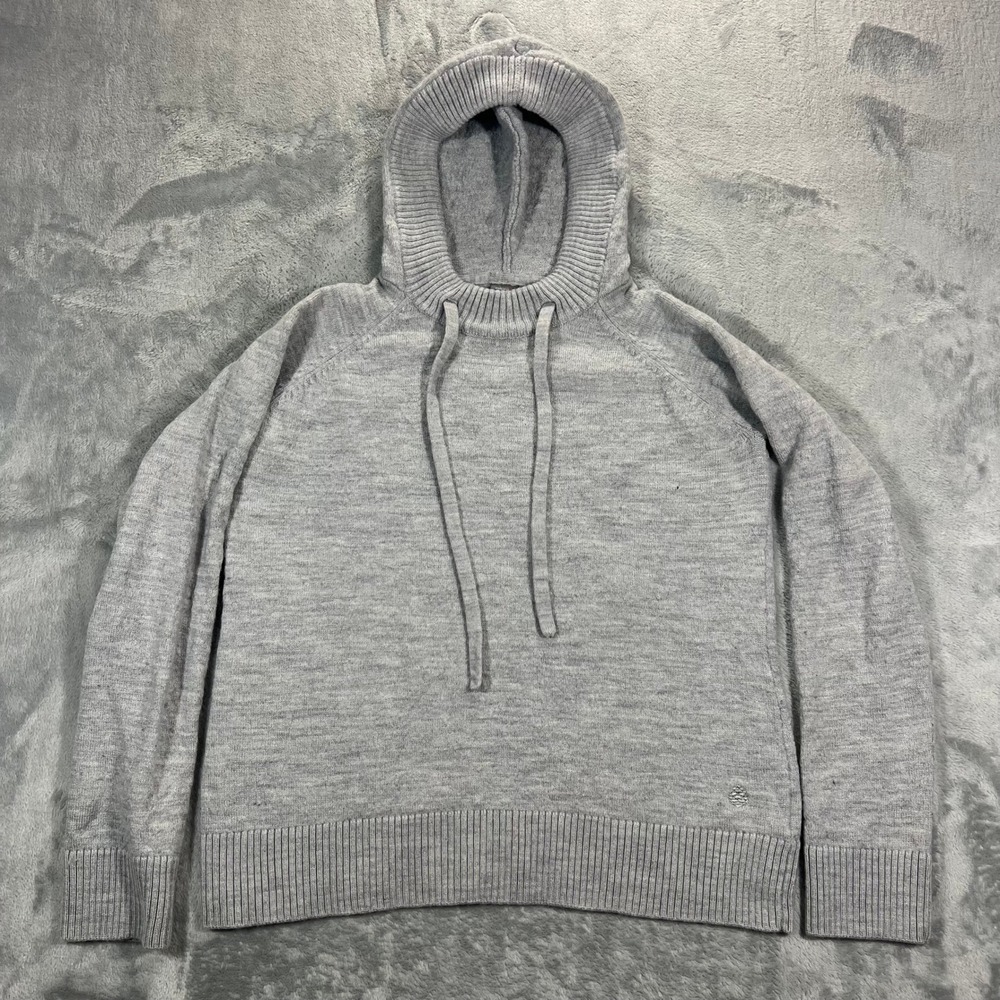 STIO Rune Hooded Sweater Womens XL Grey 100% Merino Wool Style 1041 Pullover